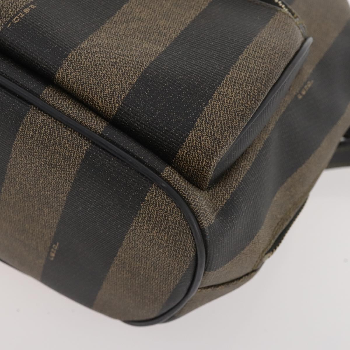 FENDI Pecan Canvas Backpack PVC Brown Black gold Auth gh1856