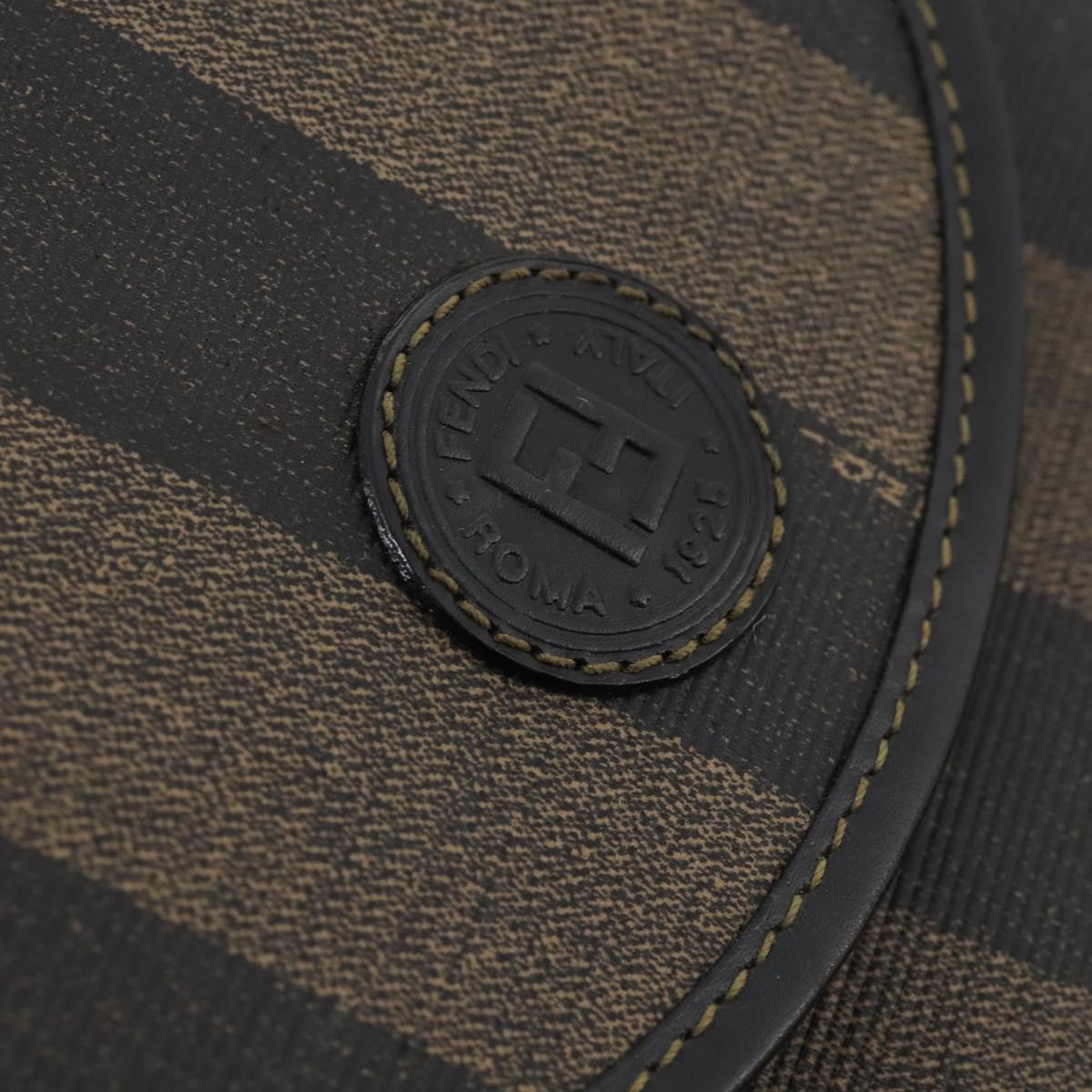 FENDI Pecan Canvas Backpack PVC Brown Black gold Auth gh1856
