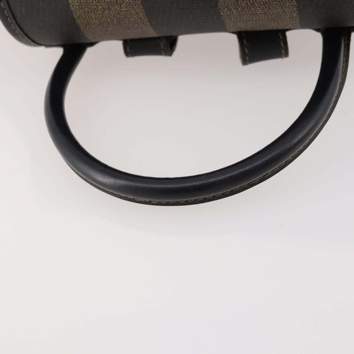 FENDI Pecan Canvas Backpack PVC Brown Black gold Auth gh1856