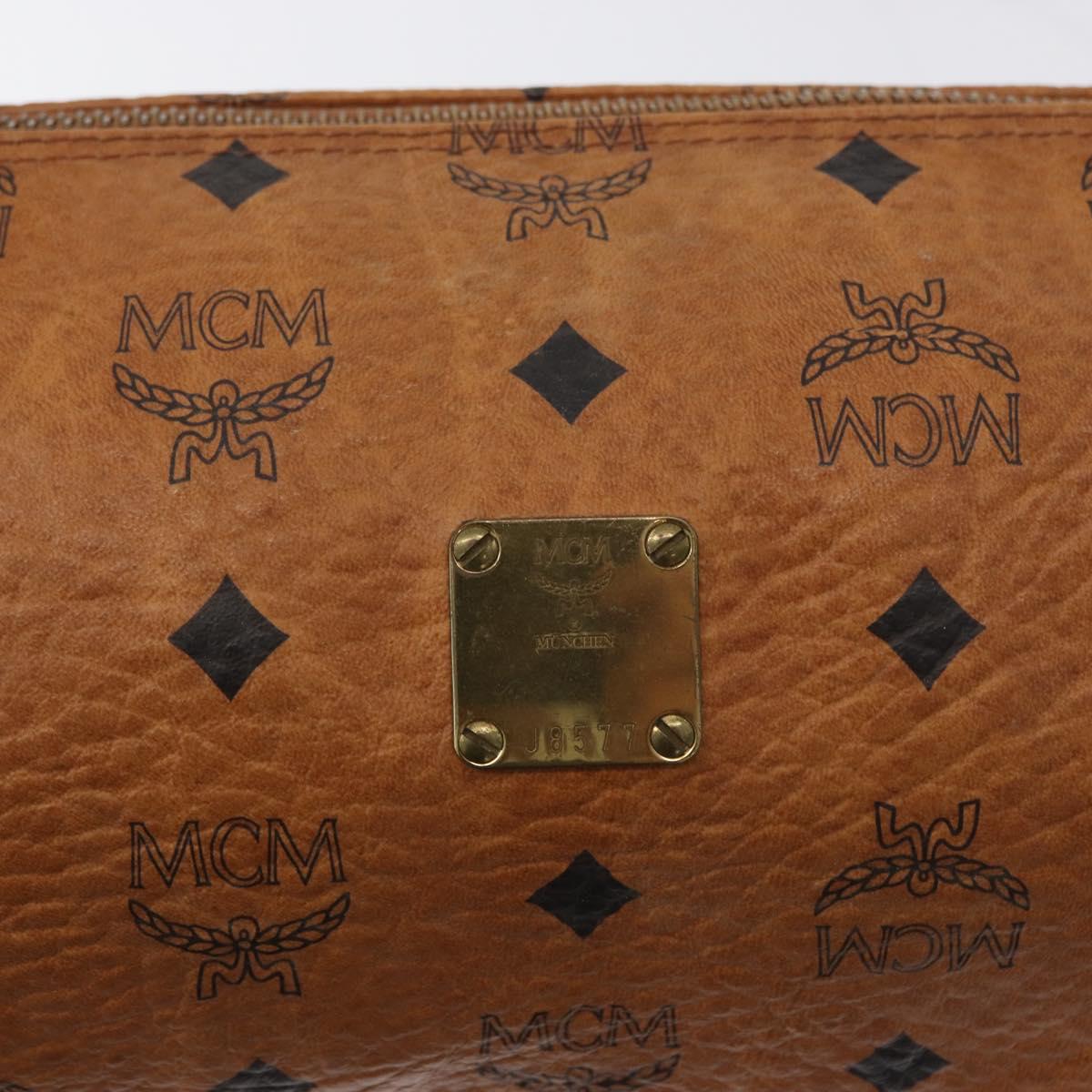 MCM Vicetos Logogram Shoulder Bag PVC Leather Brown Auth gh1857