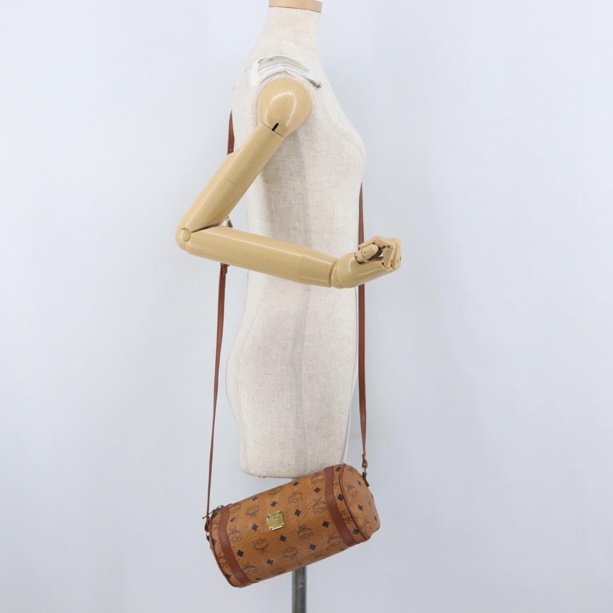 MCM Vicetos Logogram Shoulder Bag PVC Leather Brown Auth gh1857