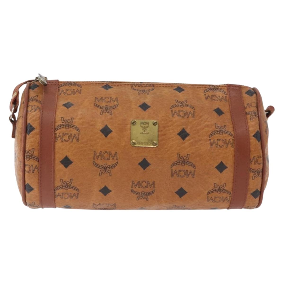 MCM Vicetos Logogram Shoulder Bag PVC Leather Brown Auth gh1857