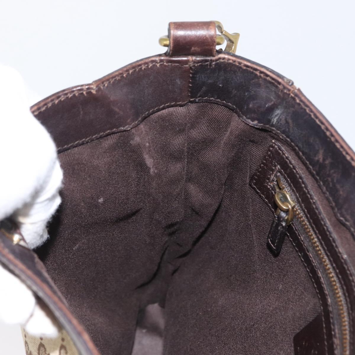 GUCCI GG Canvas Shoulder Bag Beige Gold 109106 Auth gh1860