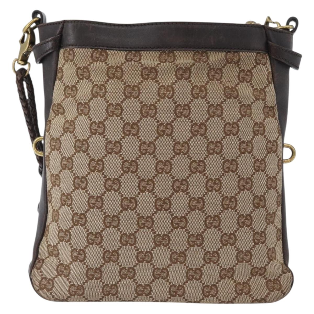 GUCCI GG Canvas Shoulder Bag Beige Gold 109106 Auth gh1860