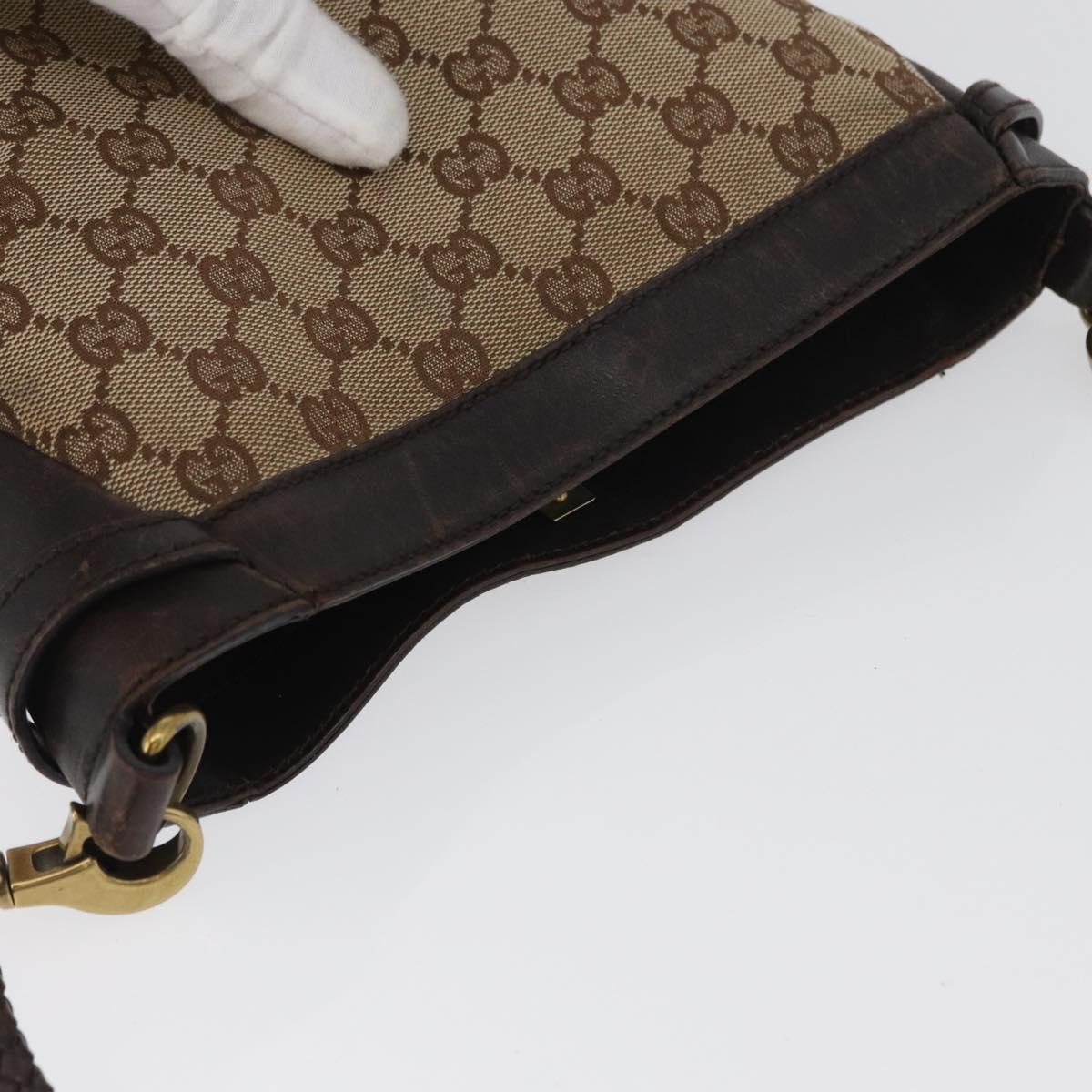 GUCCI GG Canvas Shoulder Bag Beige Gold 109106 Auth gh1860