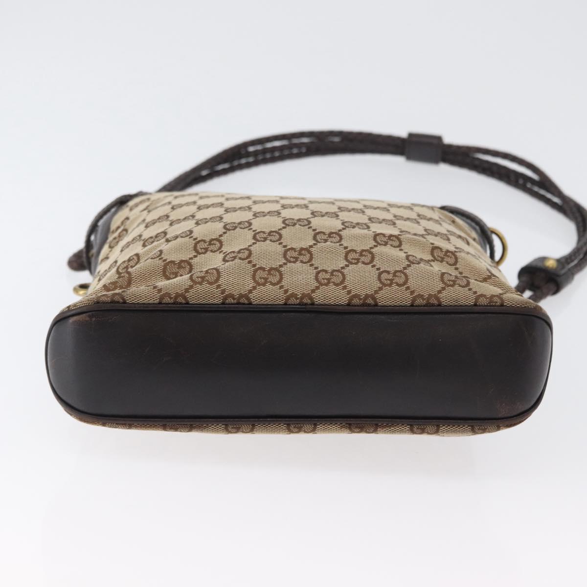 GUCCI GG Canvas Shoulder Bag Beige Gold 109106 Auth gh1860