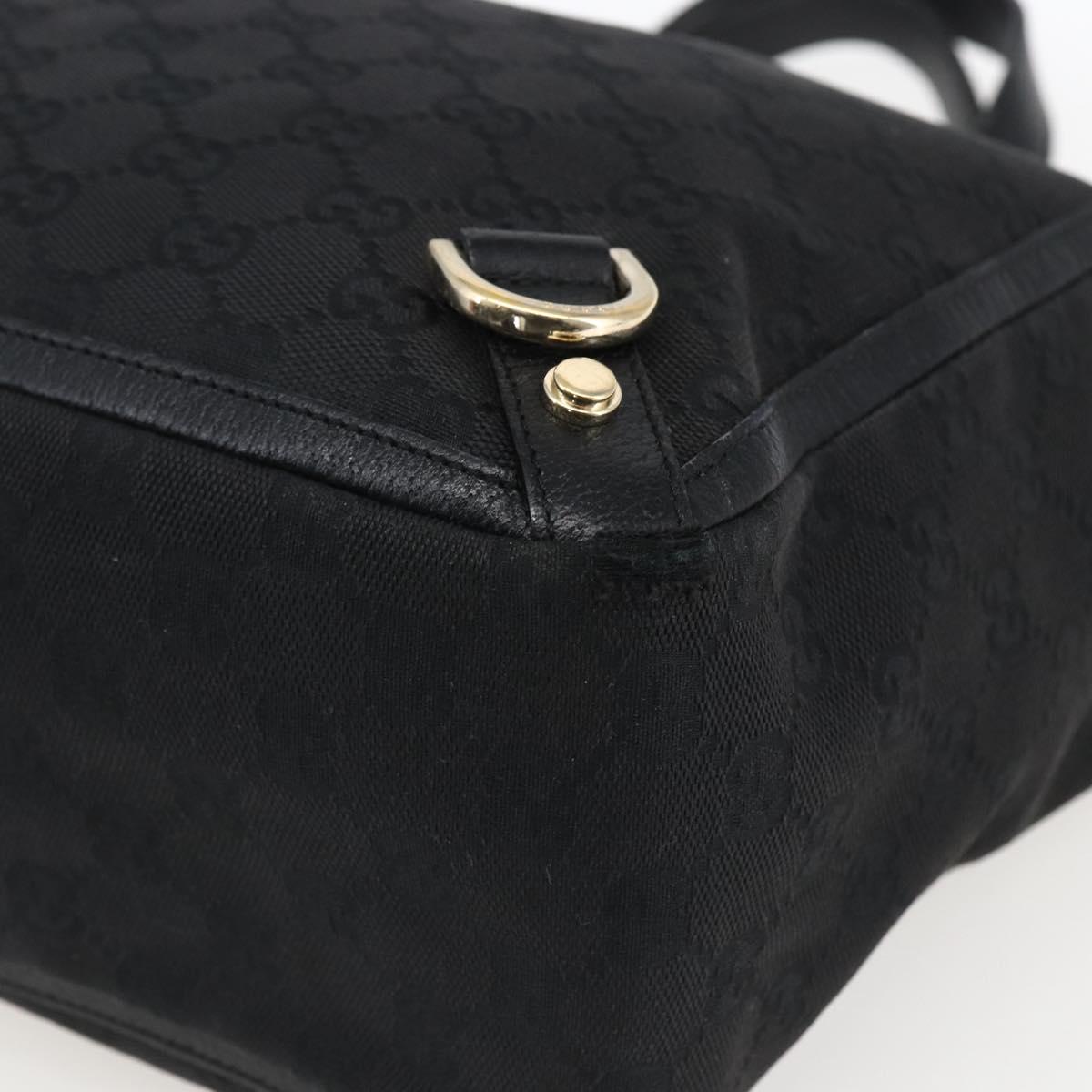 GUCCI GG Canvas Abbey Hand Bag Black Gold 130739 Auth gh1861