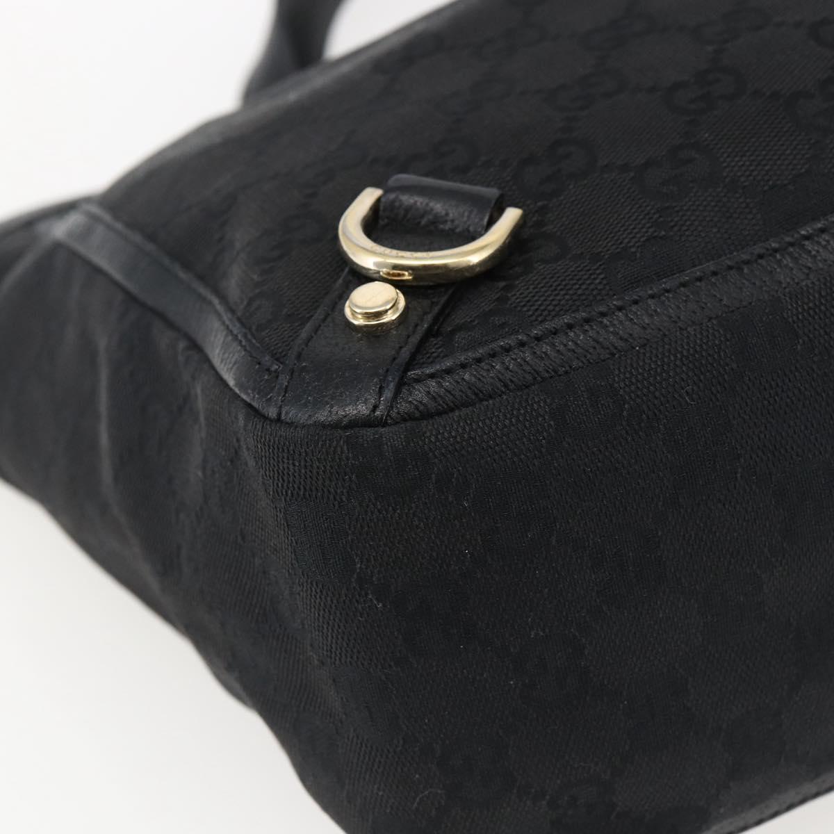 GUCCI GG Canvas Abbey Hand Bag Black Gold 130739 Auth gh1861