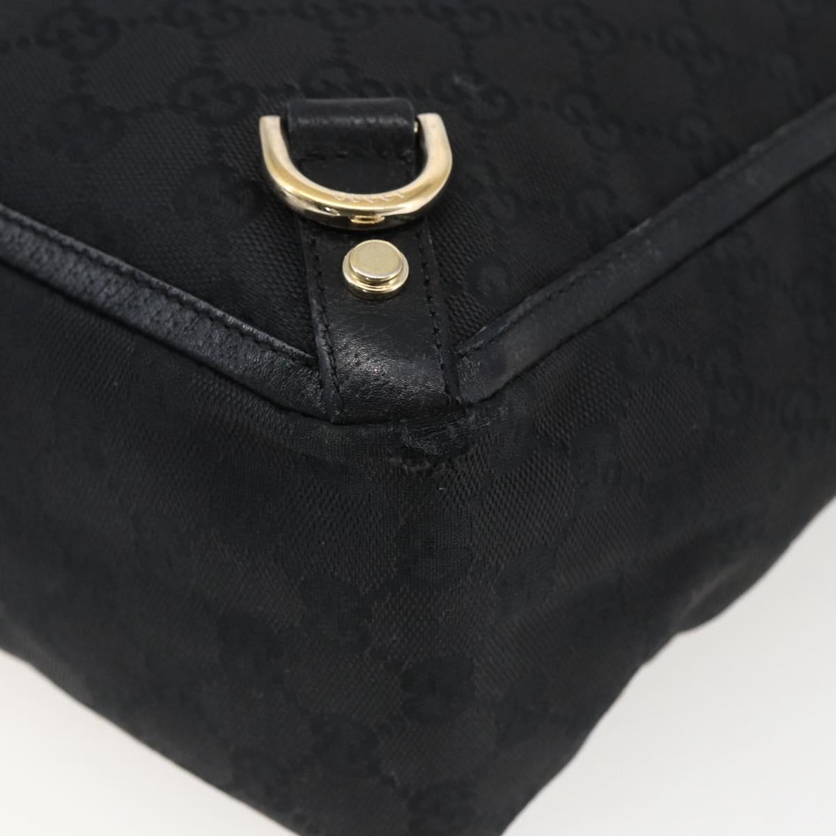 GUCCI GG Canvas Abbey Hand Bag Black Gold 130739 Auth gh1861