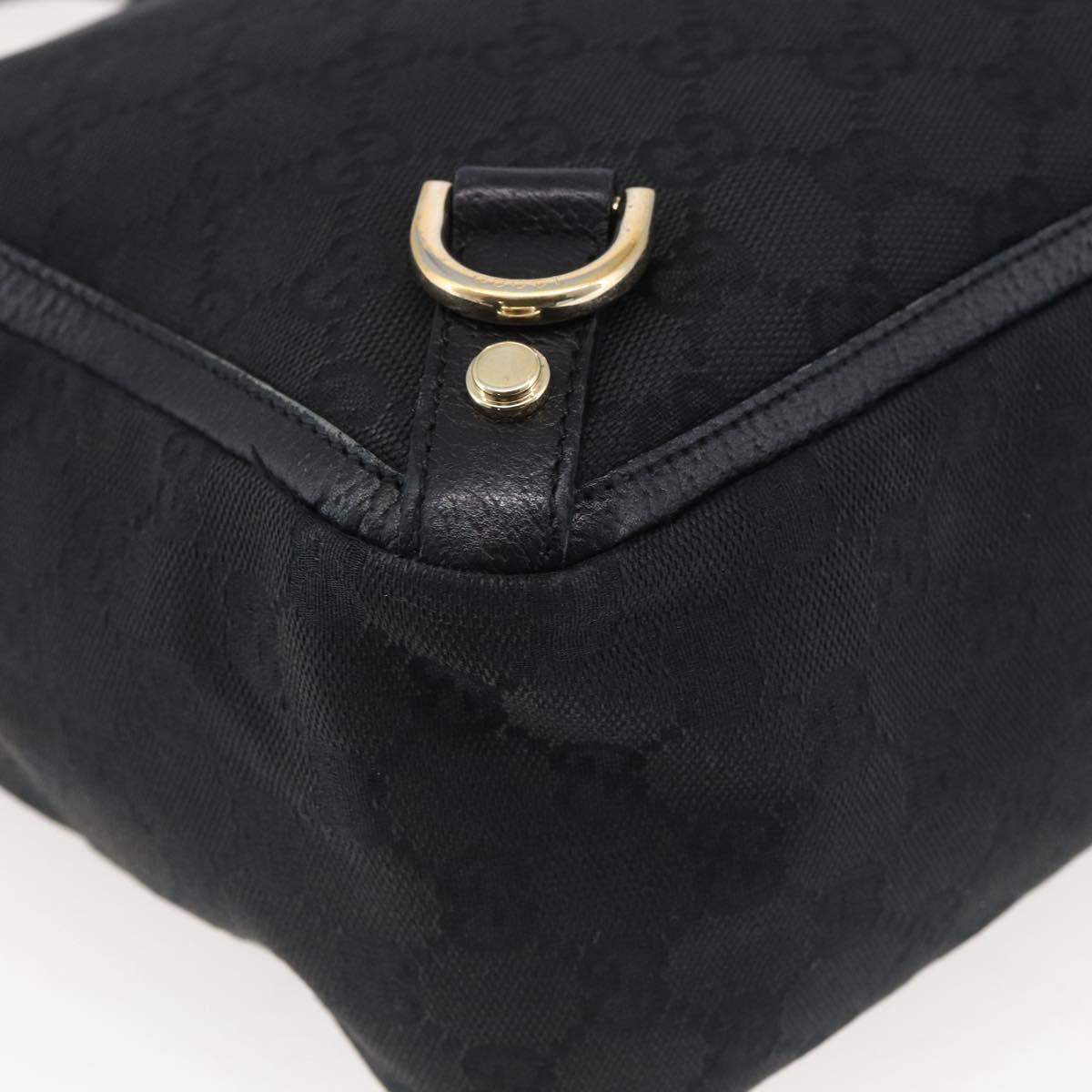 GUCCI GG Canvas Abbey Hand Bag Black Gold 130739 Auth gh1861