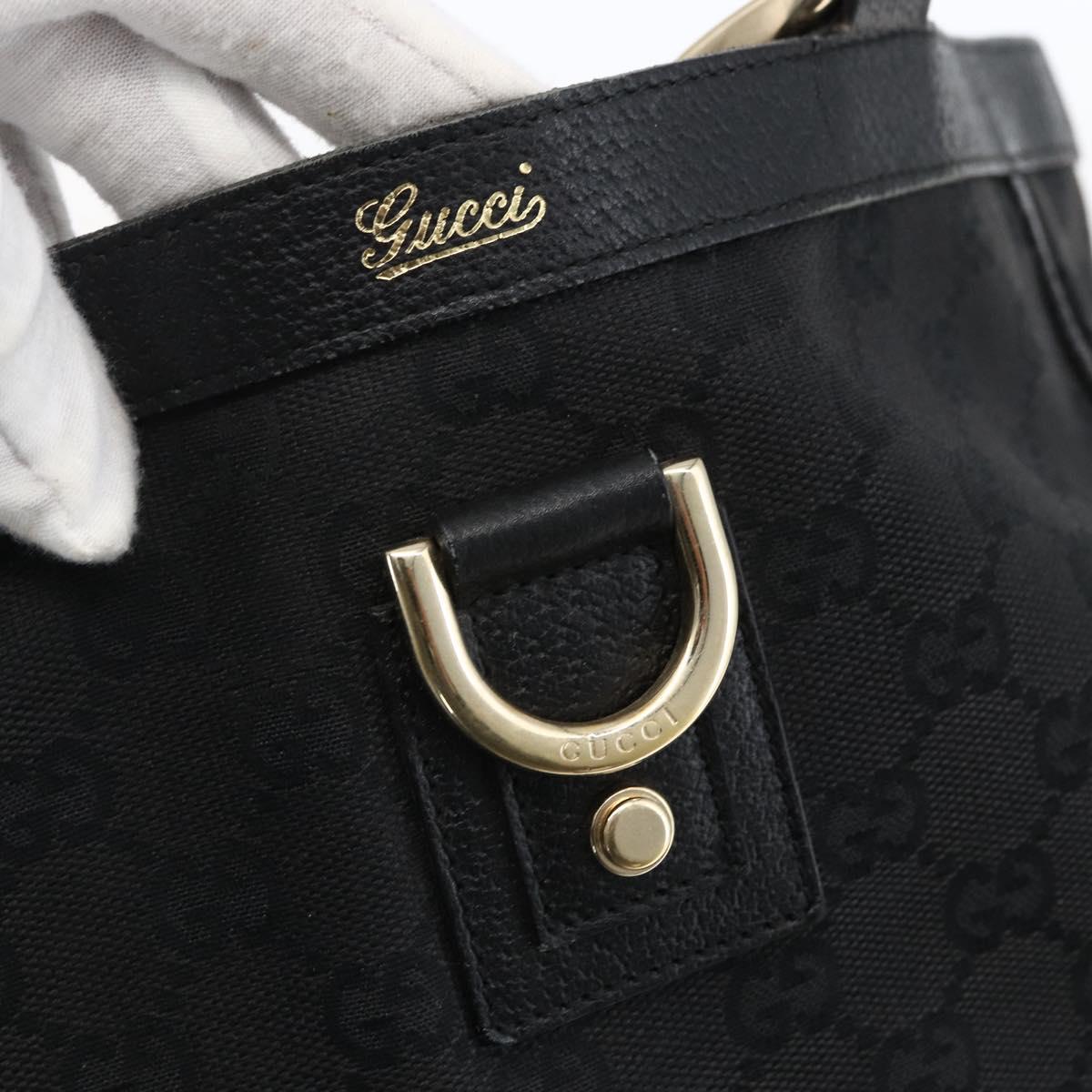 GUCCI GG Canvas Abbey Hand Bag Black Gold 130739 Auth gh1861