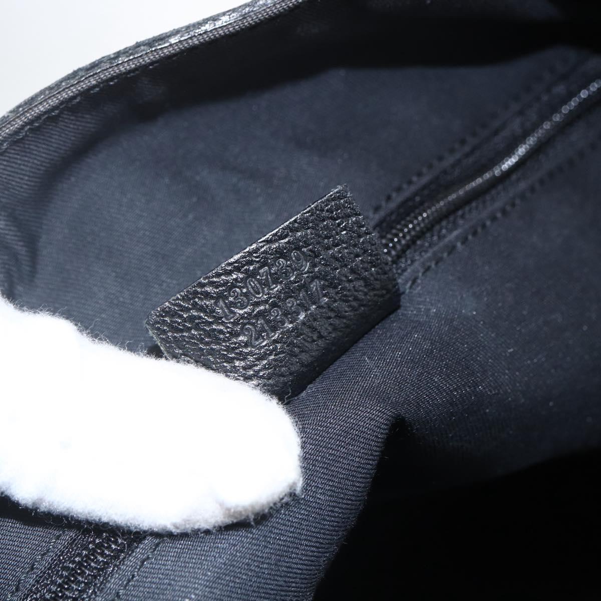 GUCCI GG Canvas Abbey Hand Bag Black Gold 130739 Auth gh1861