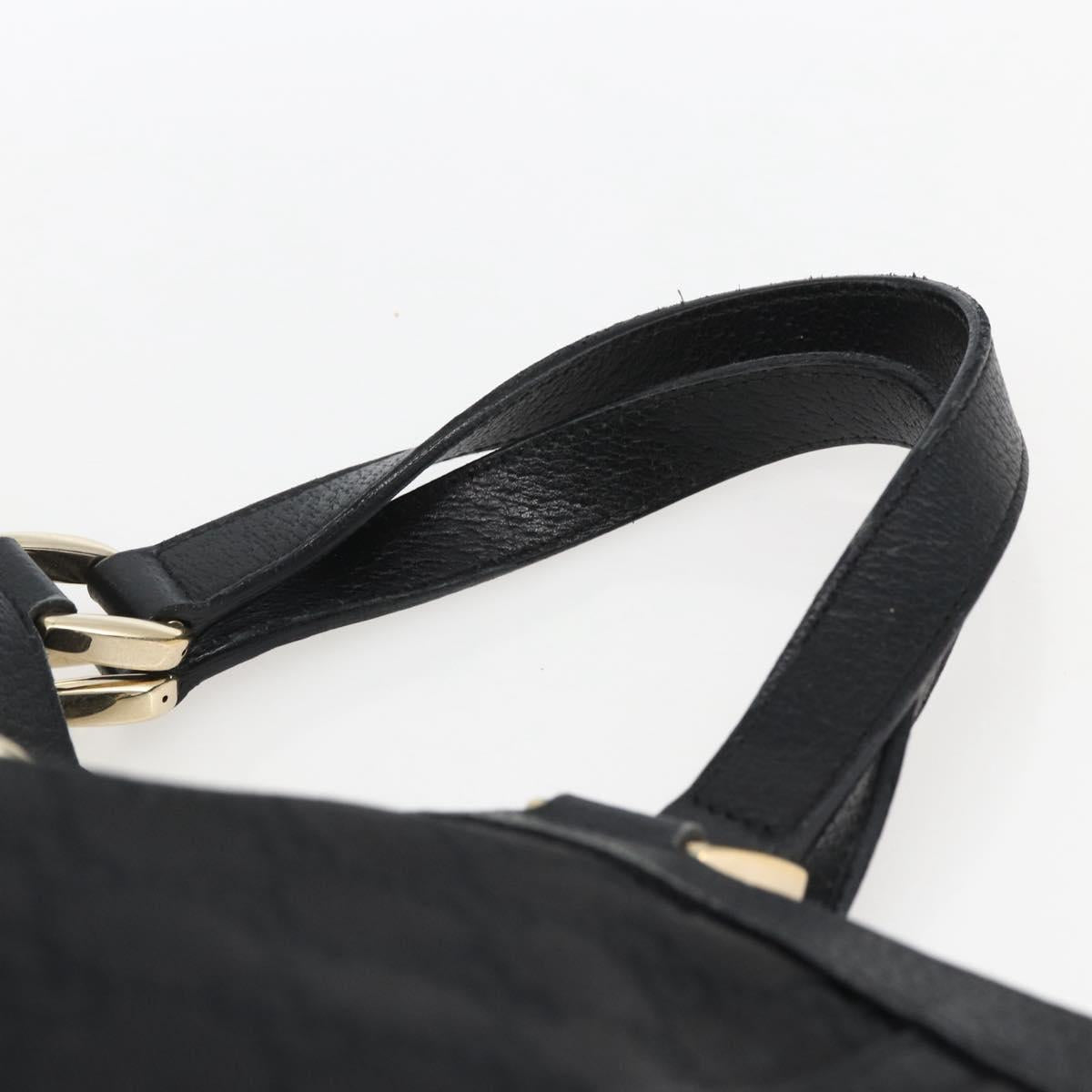 GUCCI GG Canvas Abbey Hand Bag Black Gold 130739 Auth gh1861