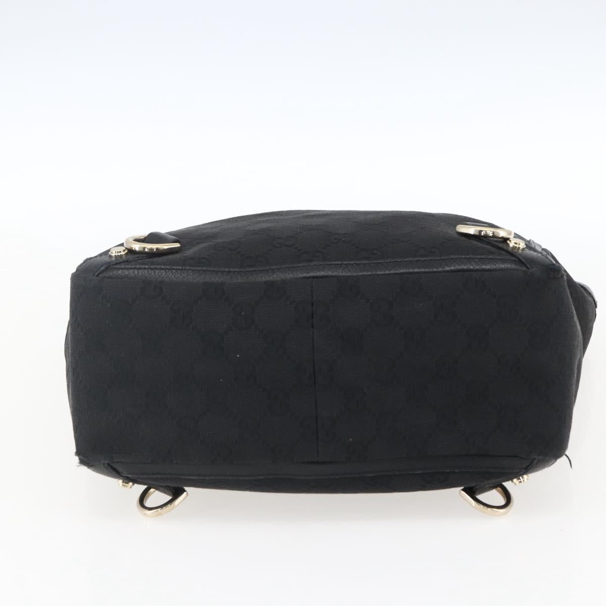 GUCCI GG Canvas Abbey Hand Bag Black Gold 130739 Auth gh1861