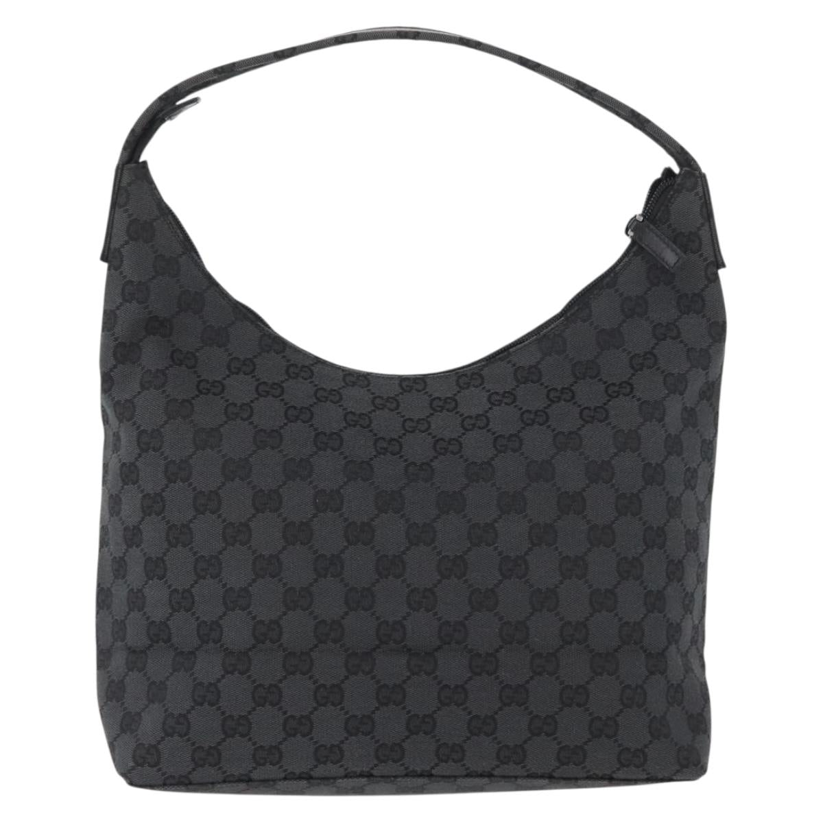 GUCCI GG Canvas Shoulder Bag Black Silver 001 3380 1705 Auth gh1864