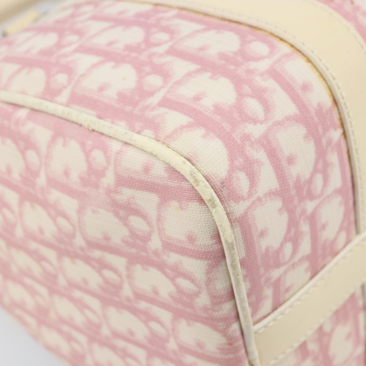 Christian Dior Trotter Canvas Boston Bag PVC Pink Silver Auth gh1875