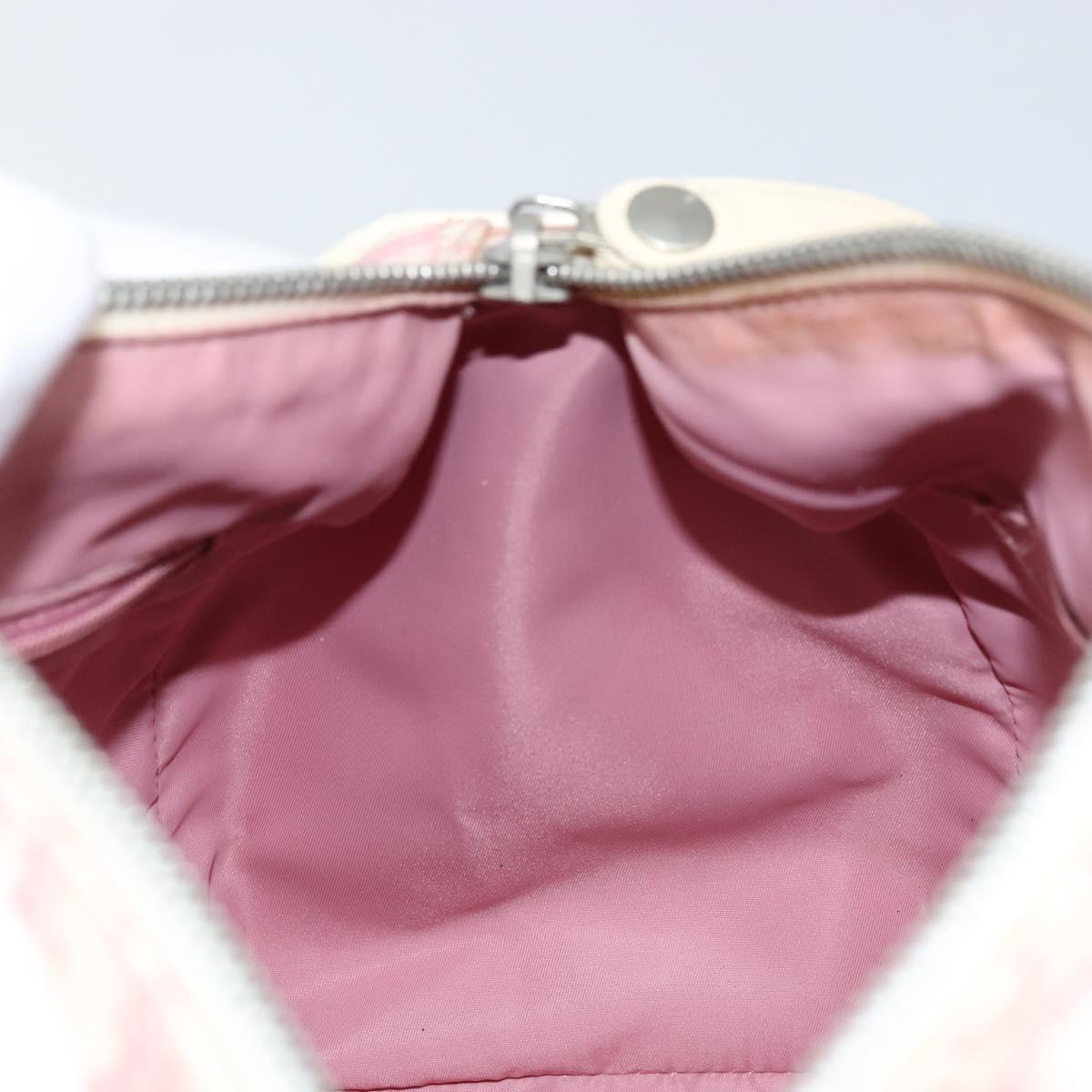 Christian Dior Trotter Canvas Boston Bag PVC Pink Silver Auth gh1875