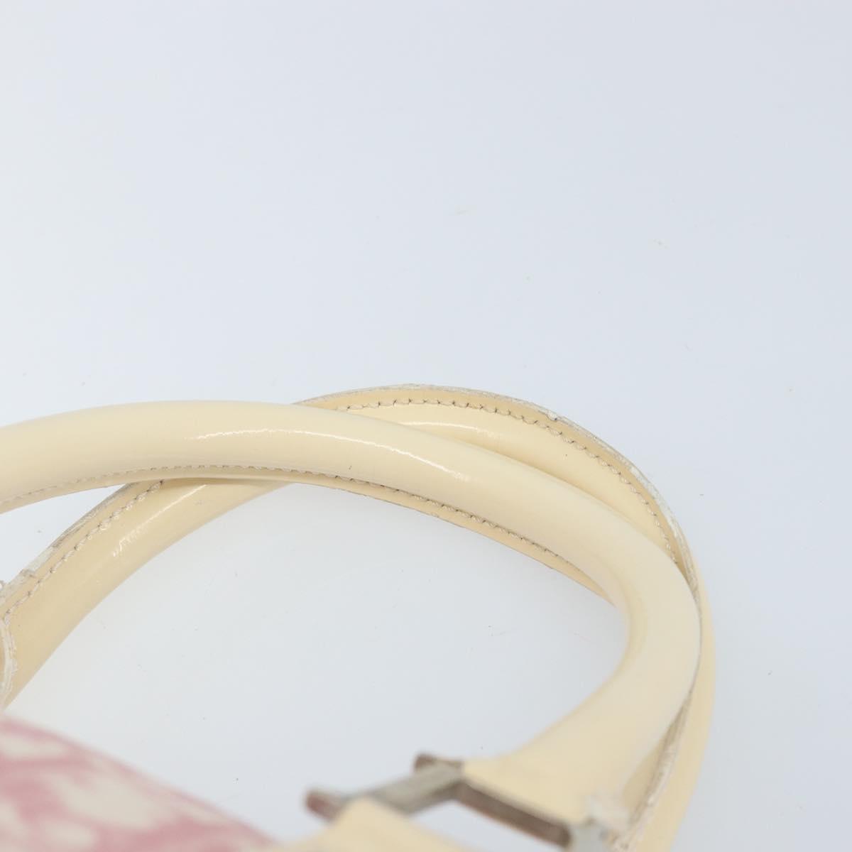 Christian Dior Trotter Canvas Boston Bag PVC Pink Silver Auth gh1875