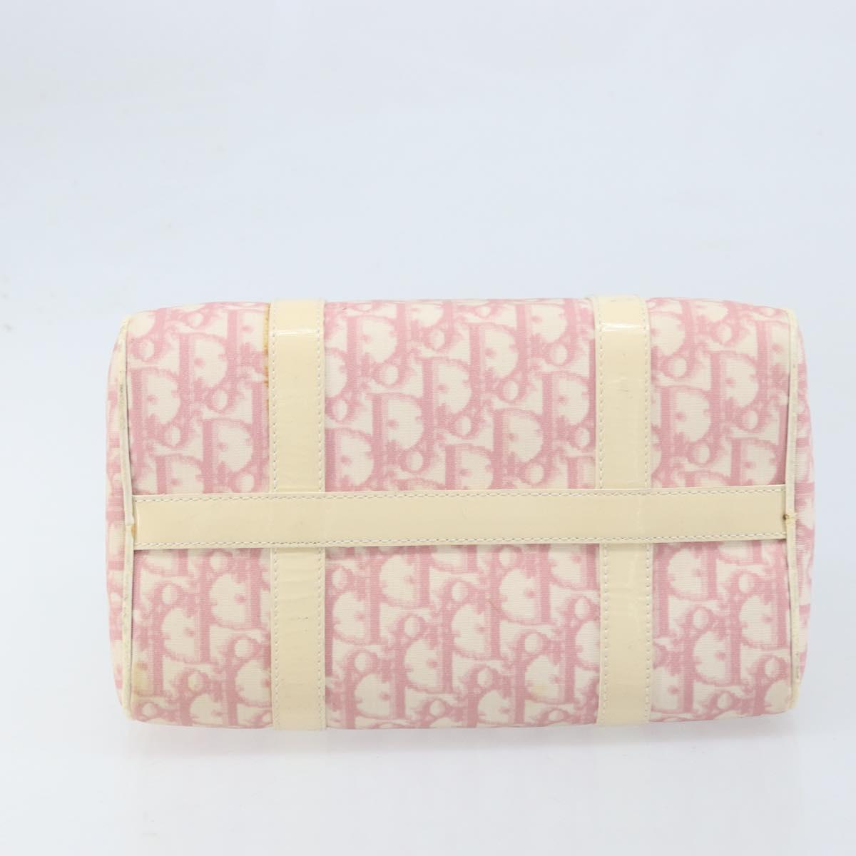 Christian Dior Trotter Canvas Boston Bag PVC Pink Silver Auth gh1875
