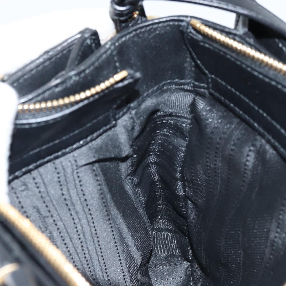 Salvatore Ferragamo Vala Hand Bag Leather 2way Black Gold Auth gh1879