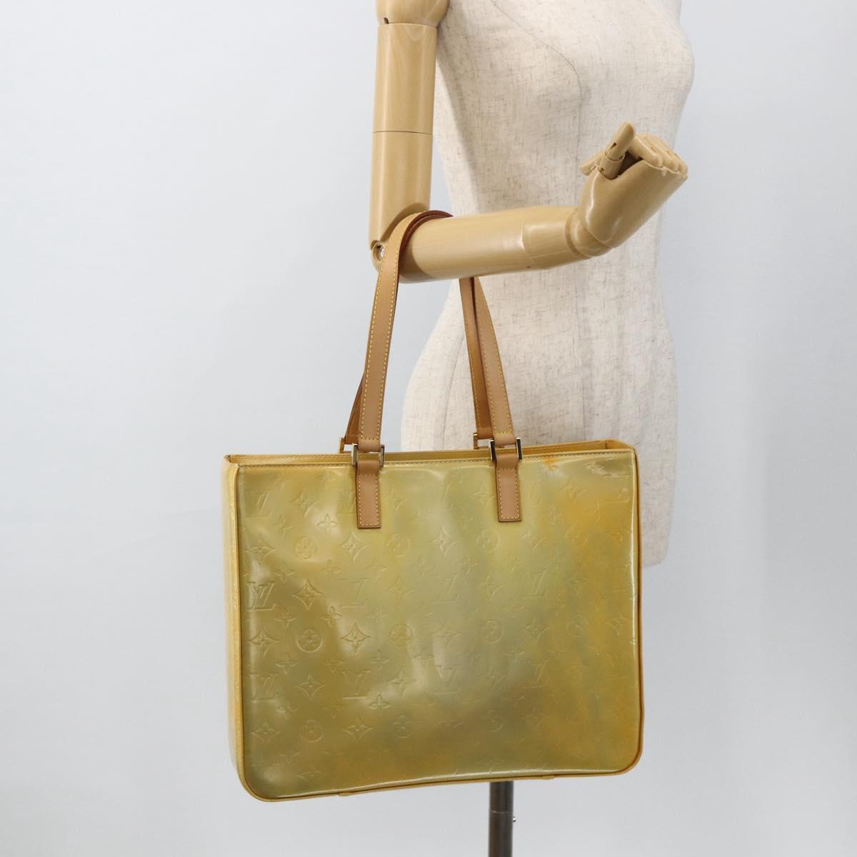 LOUIS VUITTON Monogram Vernis Columbus Tote Bag Gris M91028 LV Auth gh1902