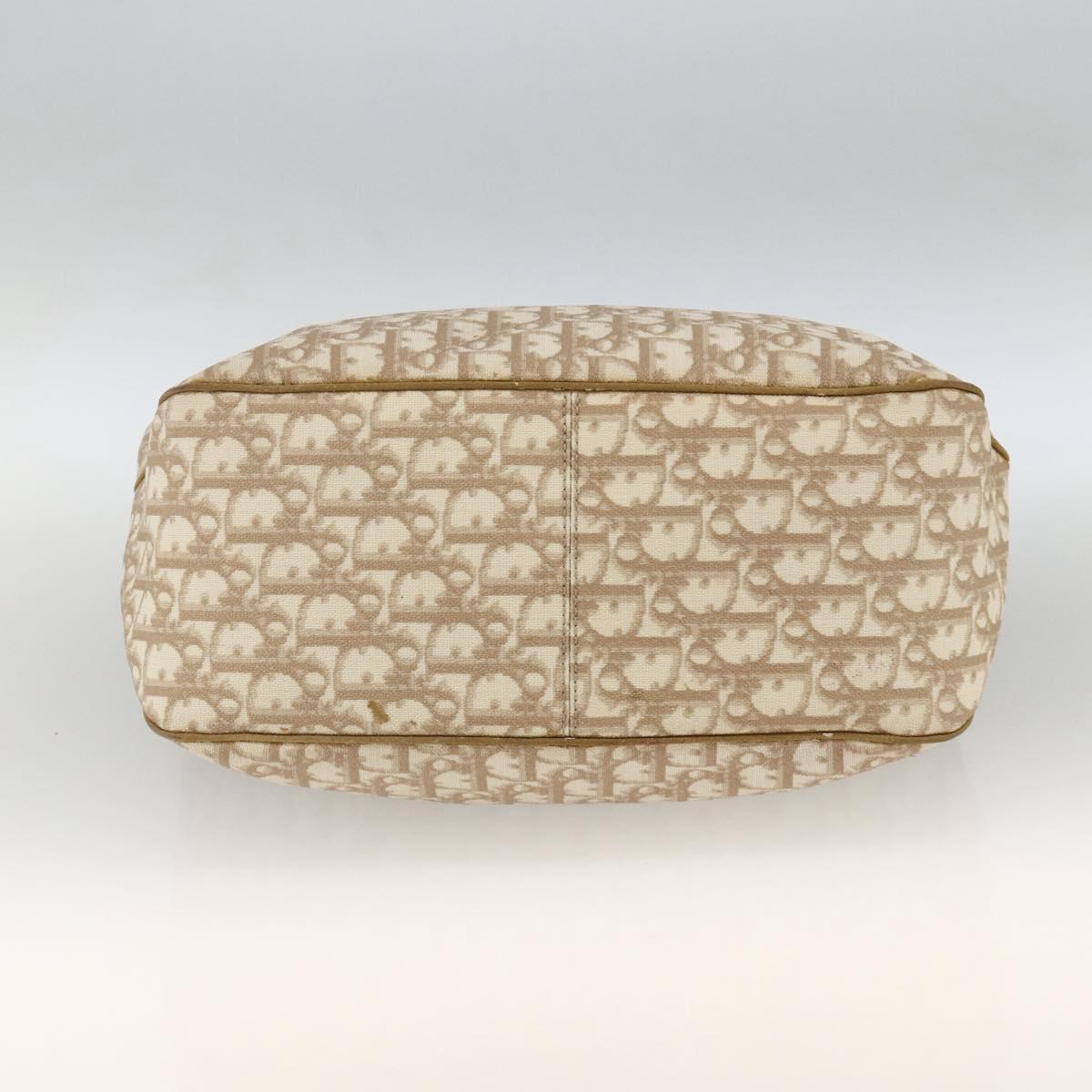 Christian Dior Trotter Canvas Chain Romantic Bag PVC Beige Silver Auth gh1907