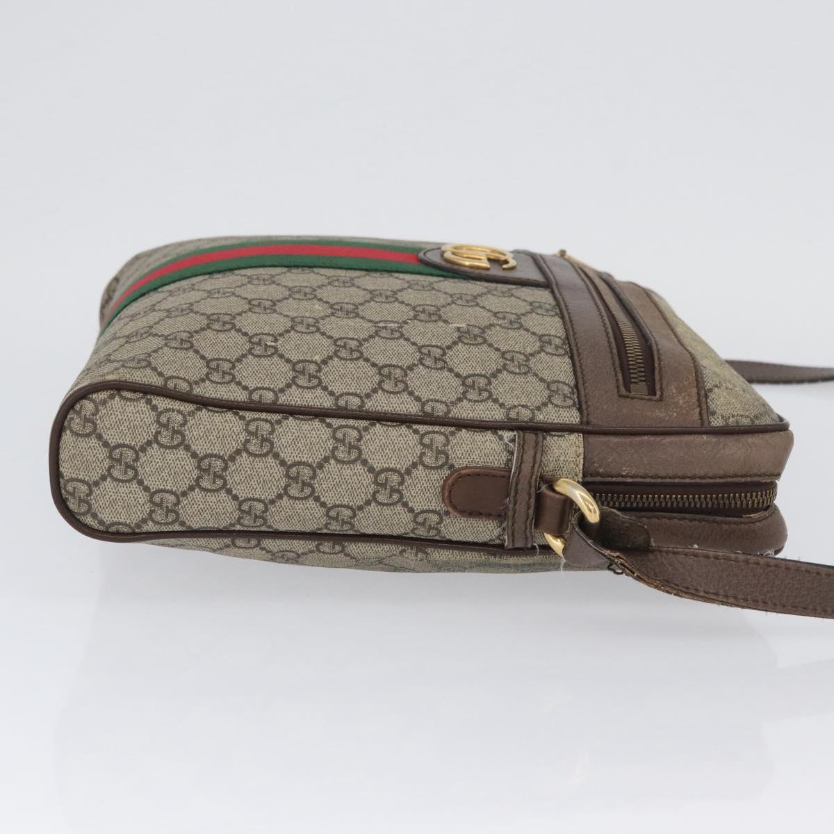GUCCI GG Supreme Offdia WebSherry Line Bag PVC Beige Gold 547934 Auth gh1908