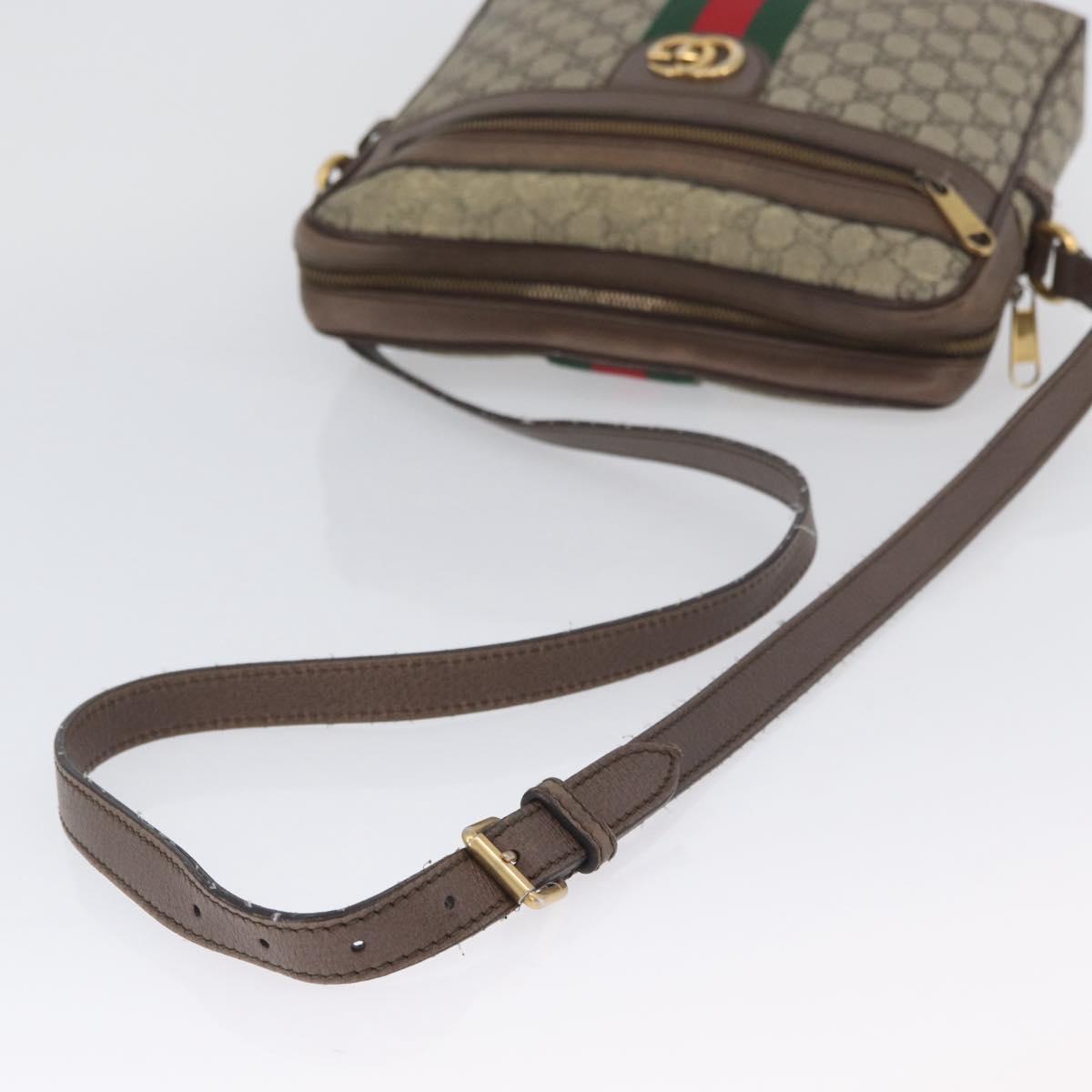 GUCCI GG Supreme Offdia WebSherry Line Bag PVC Beige Gold 547934 Auth gh1908