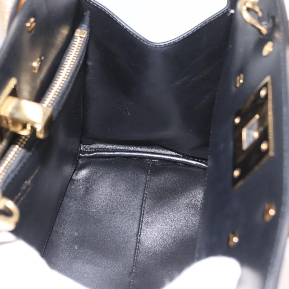 Salvatore Ferragamo Gancini Hand Bag Leather 2way Gold Auth gh1909A