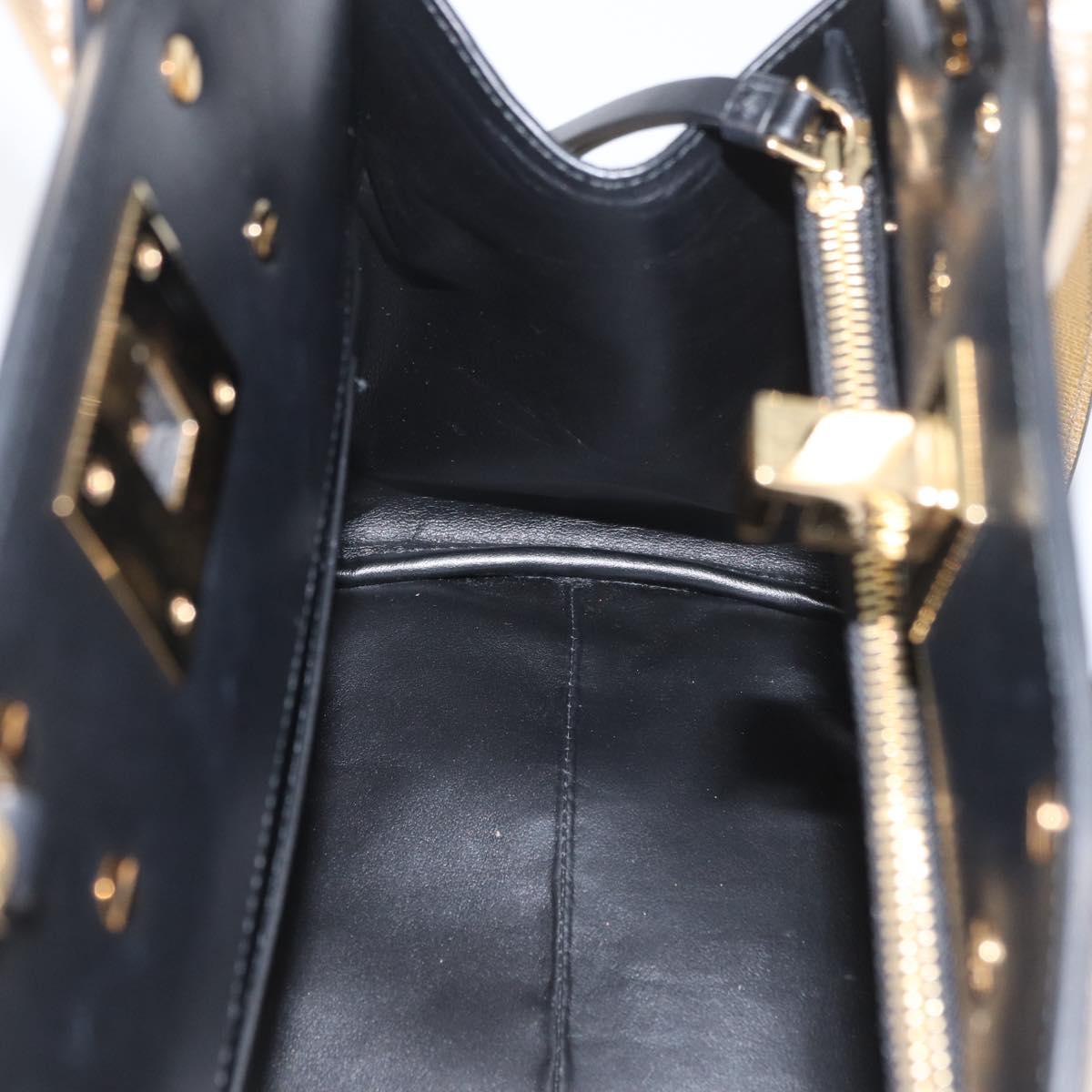 Salvatore Ferragamo Gancini Hand Bag Leather 2way Gold Auth gh1909A