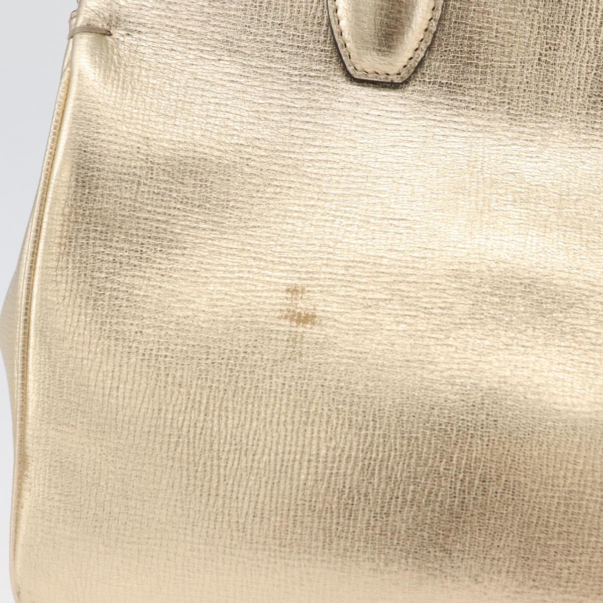 Salvatore Ferragamo Gancini Hand Bag Leather 2way Gold Auth gh1909A