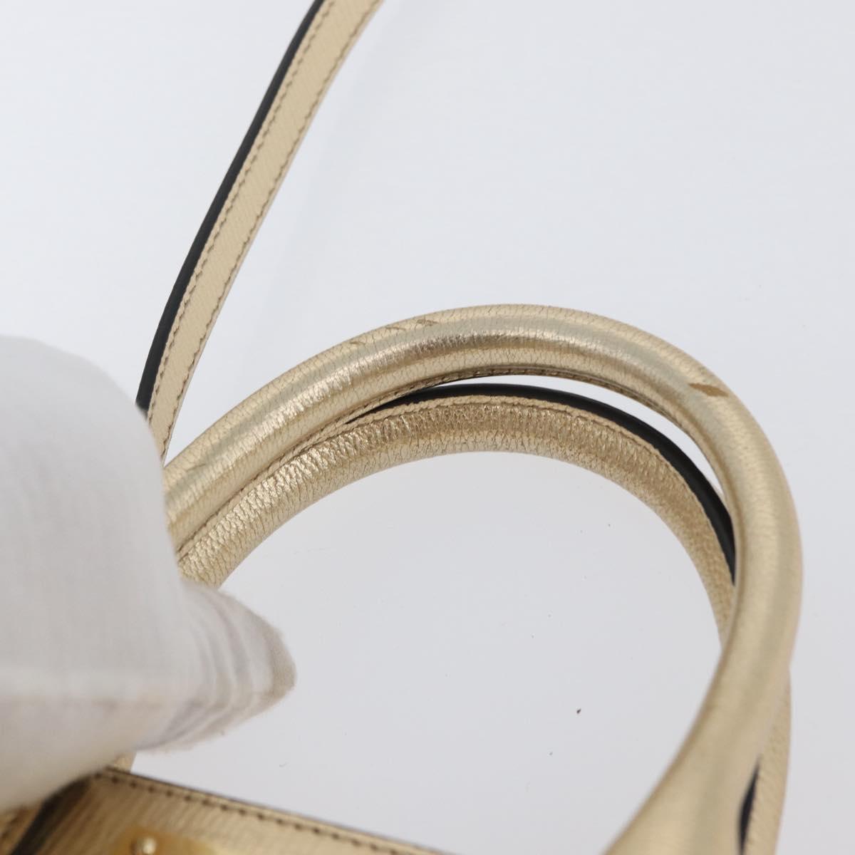 Salvatore Ferragamo Gancini Hand Bag Leather 2way Gold Auth gh1909A