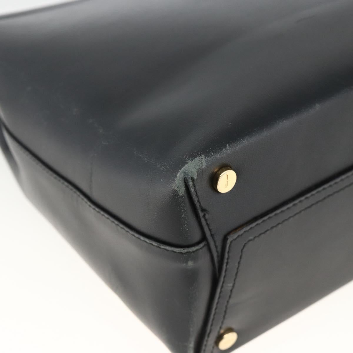 Salvatore Ferragamo Vala Shoulder Bag Leather Black Gold Auth gh1917
