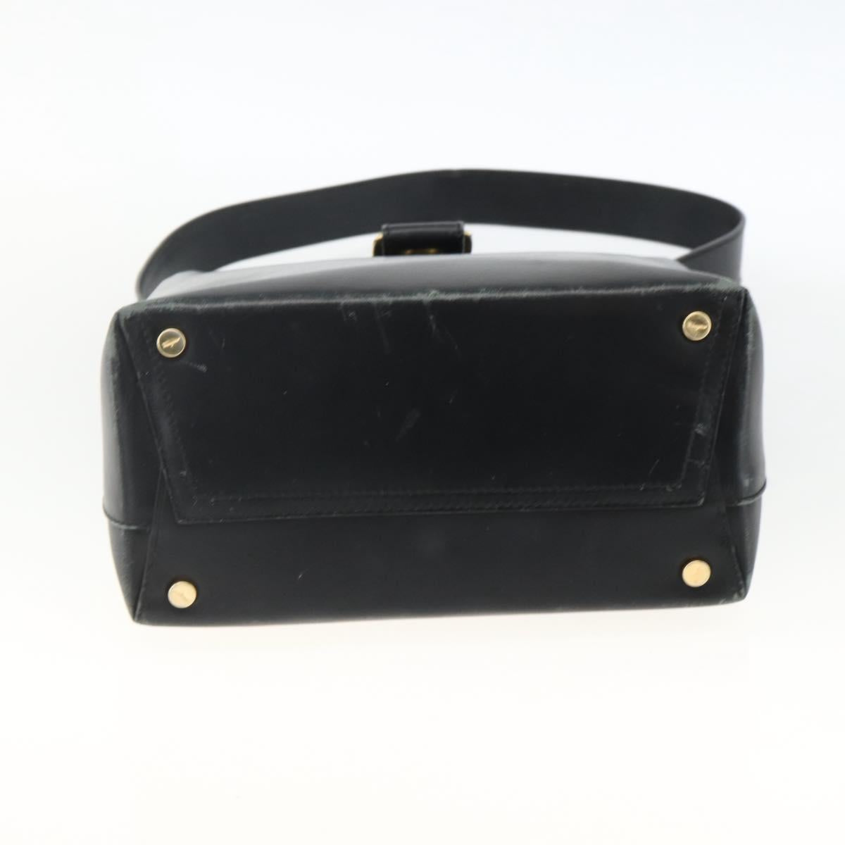 Salvatore Ferragamo Vala Shoulder Bag Leather Black Gold Auth gh1917