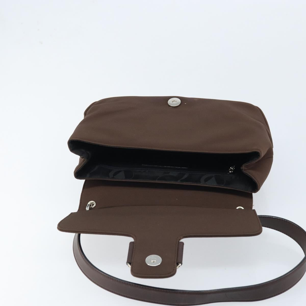 Salvatore Ferragamo Vala Shoulder Bag Nylon Brown Silver Auth gh1918