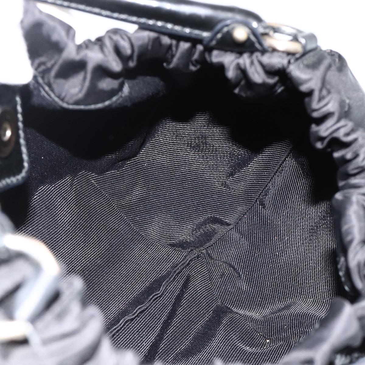 Salvatore Ferragamo Vala Hand Bag Nylon Black Silver Auth gh1920