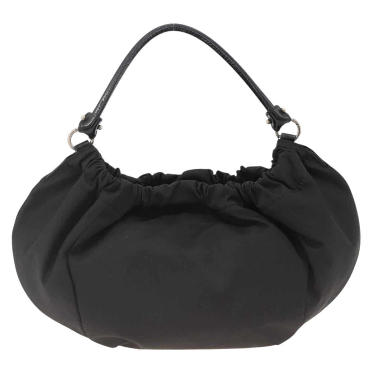 Salvatore Ferragamo Vala Hand Bag Nylon Black Silver Auth gh1920