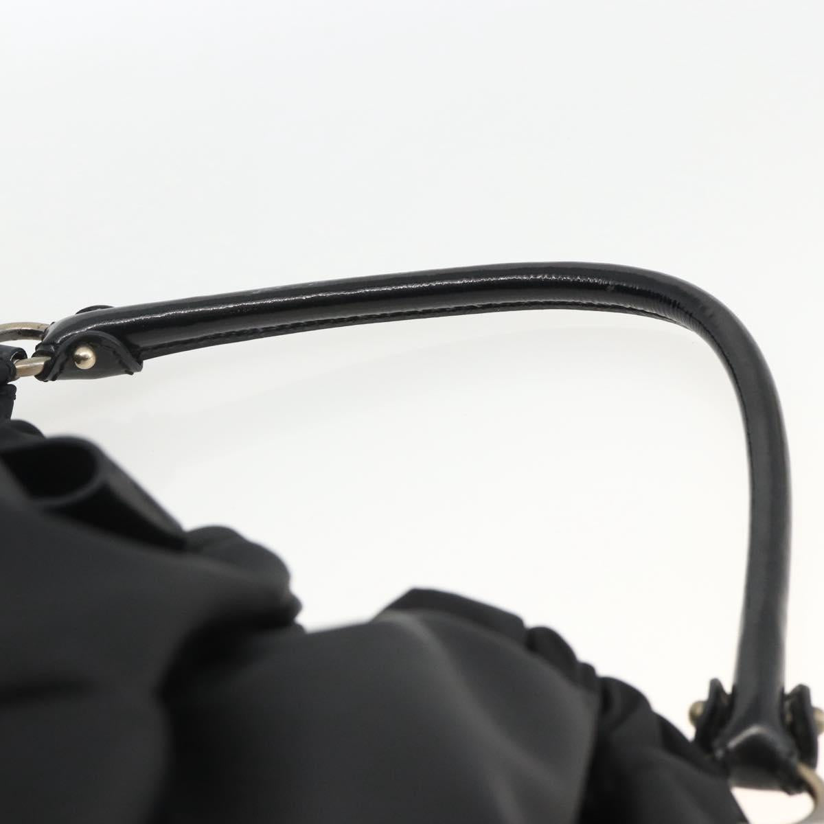 Salvatore Ferragamo Vala Hand Bag Nylon Black Silver Auth gh1920