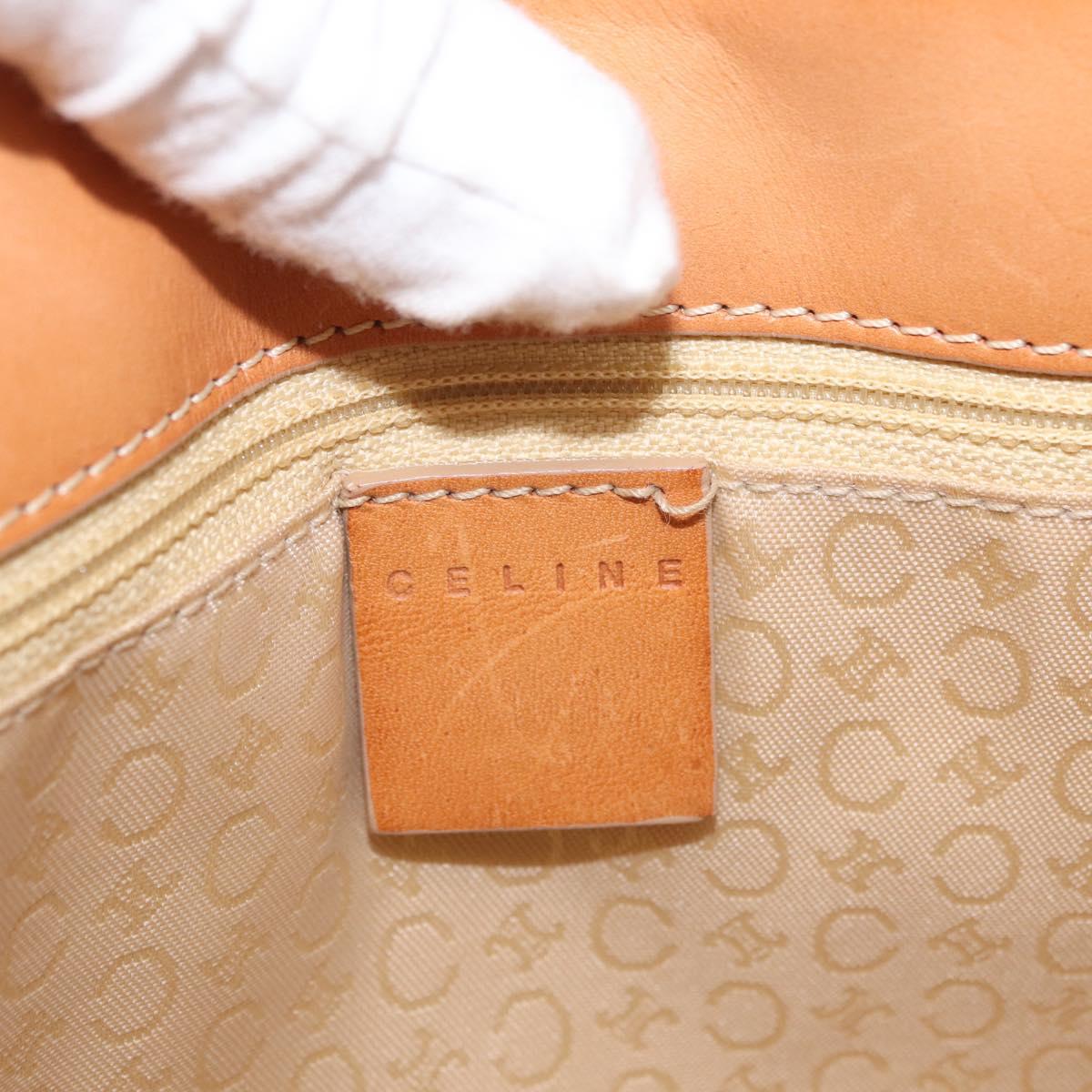 CELINE C Macadam Canvas Shoulder Bag Suede Beige Gold Auth gh1924