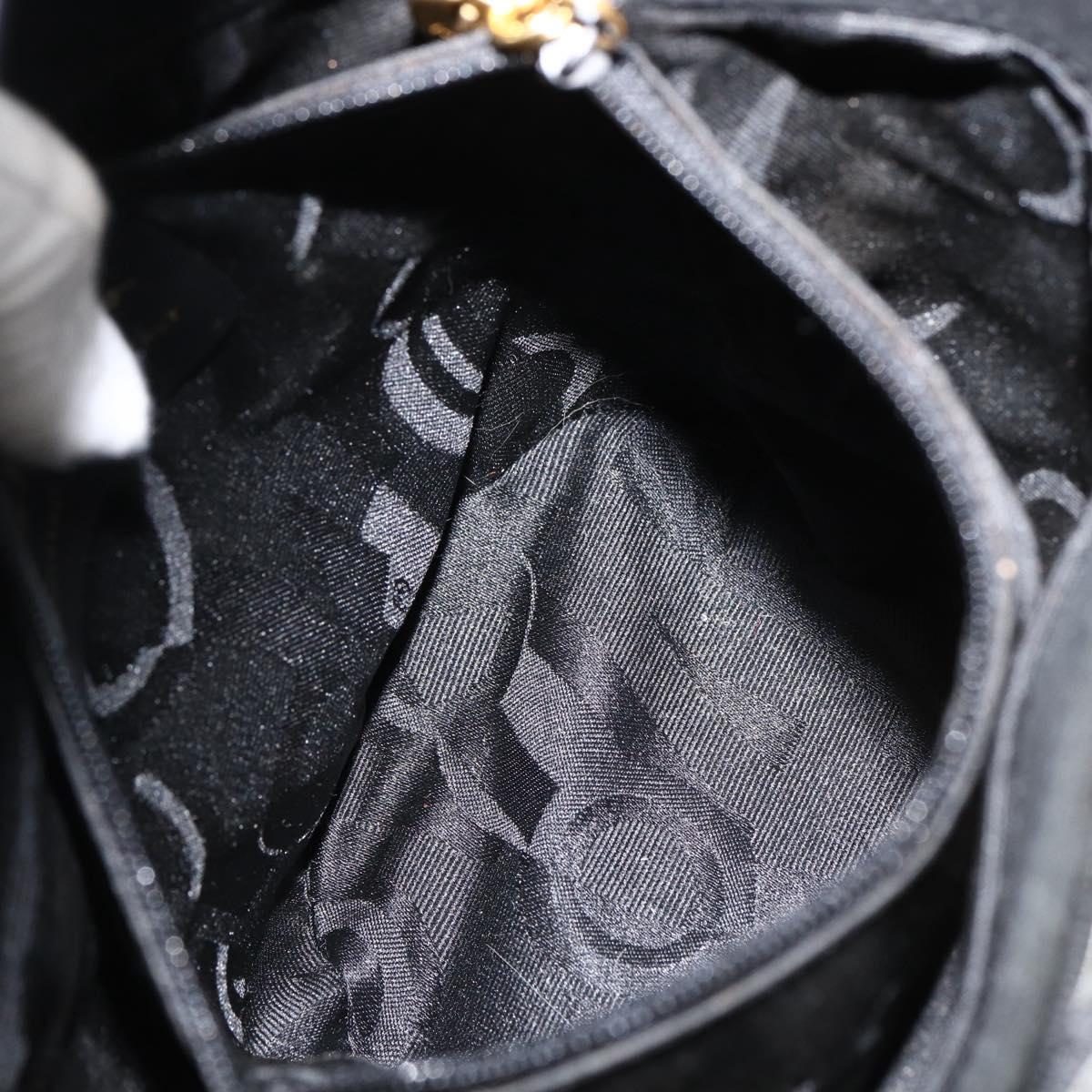 Salvatore Ferragamo Vala Hand Bag Suede Black Gold Auth gh1926