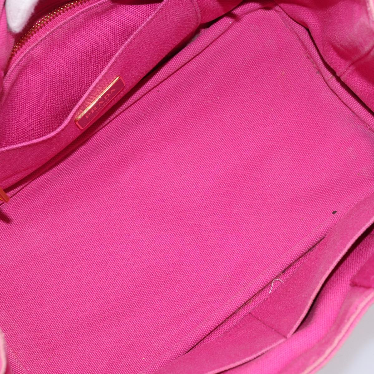 PRADA Canapa S Hand Bag Canvas Pink Gold Auth gh1928