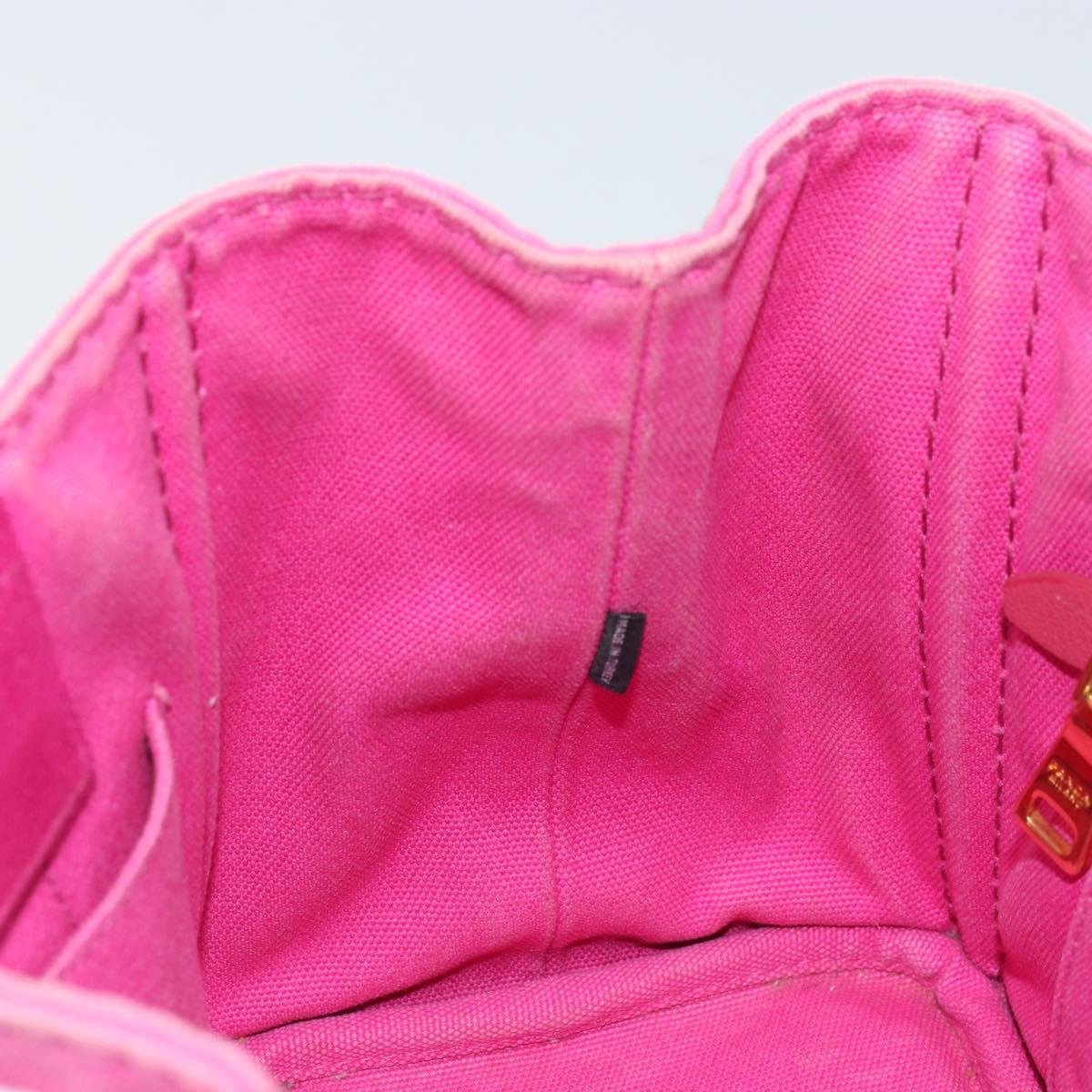 PRADA Canapa S Hand Bag Canvas Pink Gold Auth gh1928