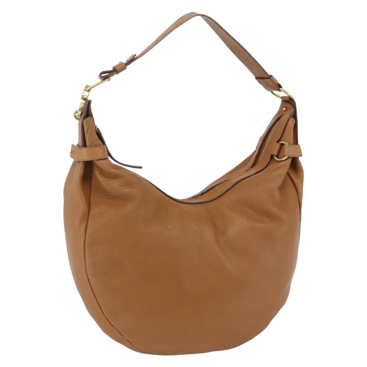 Salvatore Ferragamo Gancini Shoulder Bag Leather Brown Gold Auth gh1932