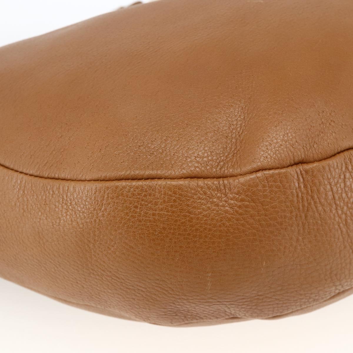 Salvatore Ferragamo Gancini Shoulder Bag Leather Brown Gold Auth gh1932