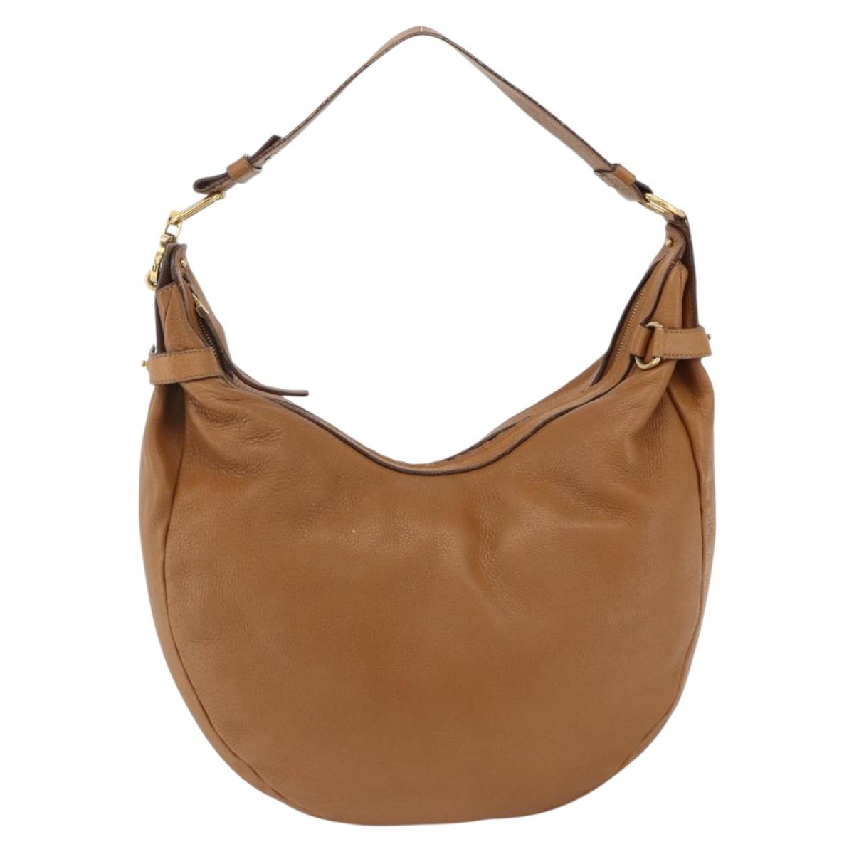 Salvatore Ferragamo Gancini Shoulder Bag Leather Brown Gold Auth gh1932