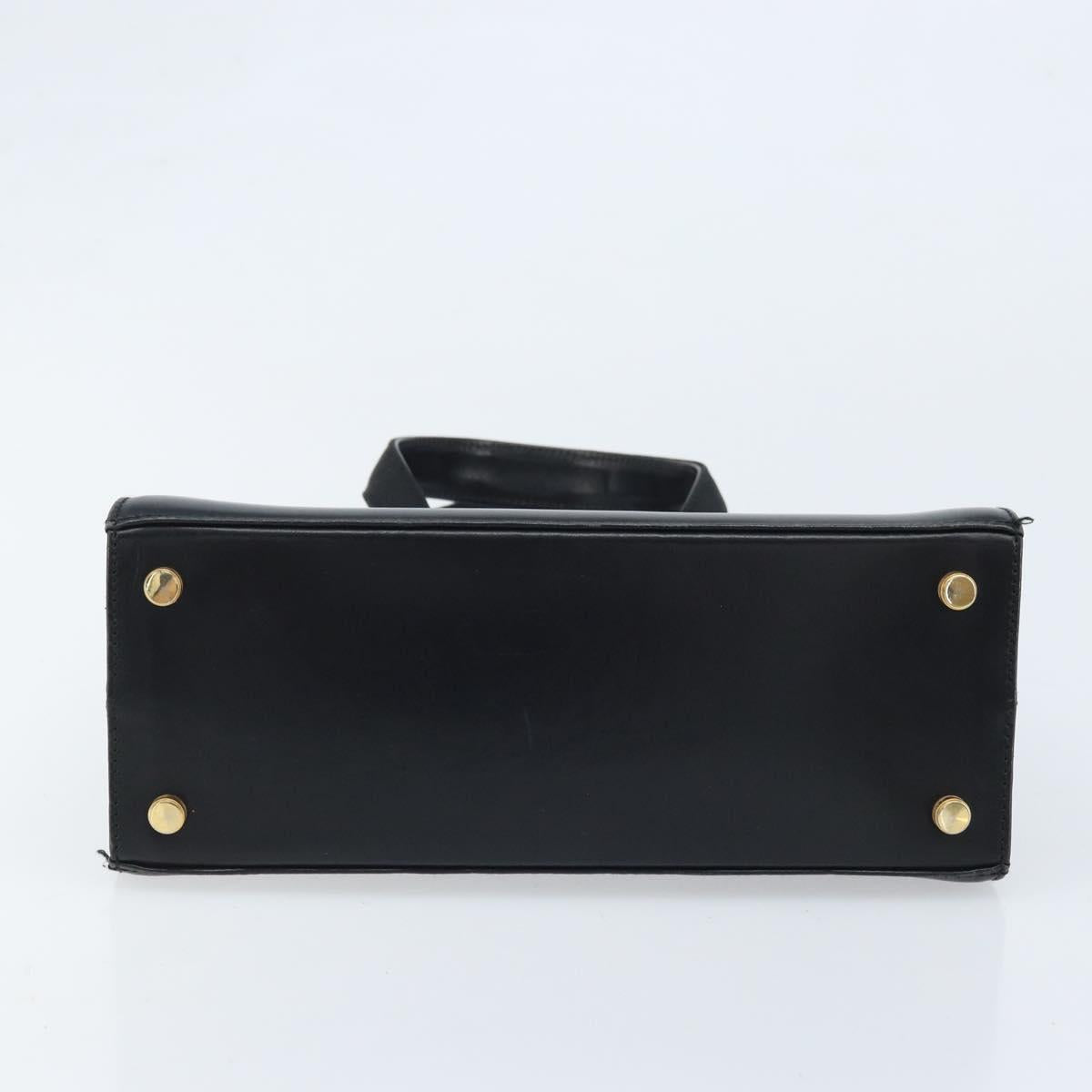 Salvatore Ferragamo Vala Hand Bag Leather Black Gold Auth gh1933