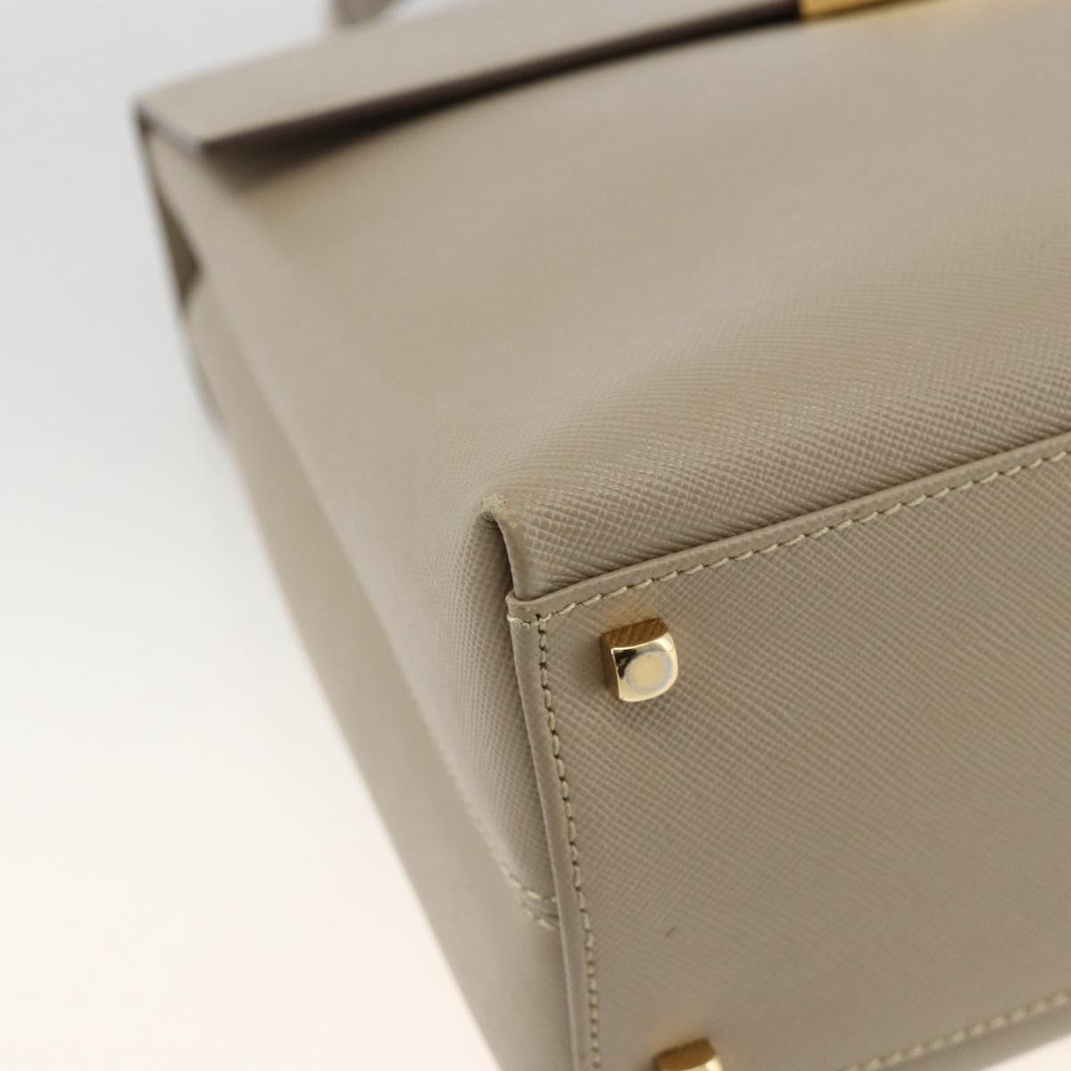 Salvatore Ferragamo Gancini Hand Bag Leather Beige Gold Auth gh1934