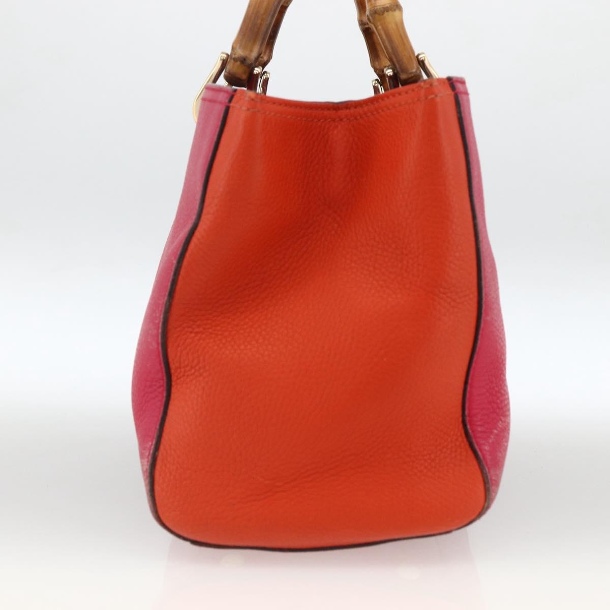 GUCCI Bamboo Hand Bag Leather Pink Gold 323660 Auth gh1935
