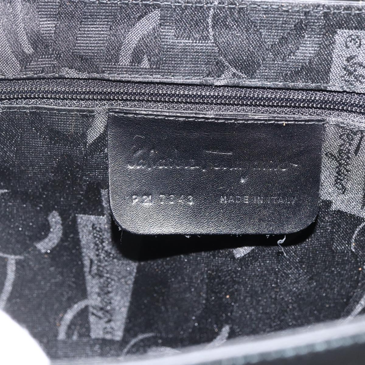 Salvatore Ferragamo Vala Shoulder Bag PVC Canvas Black Silver Auth gh1939