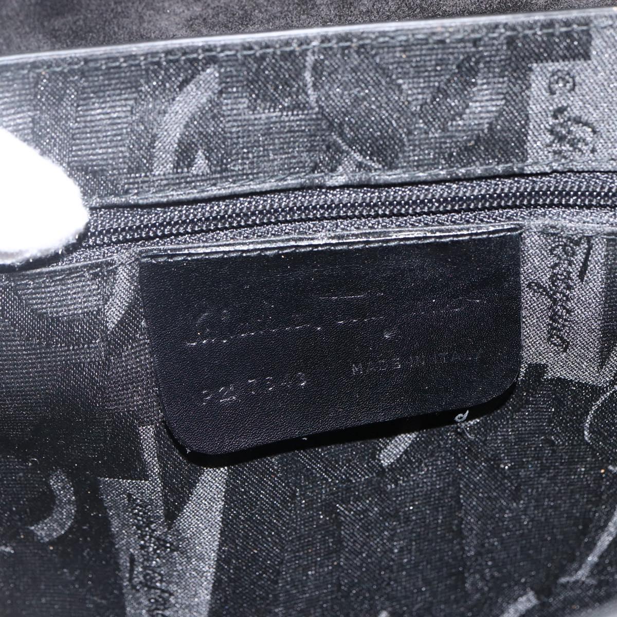 Salvatore Ferragamo Vala Shoulder Bag PVC Canvas Black Silver Auth gh1939